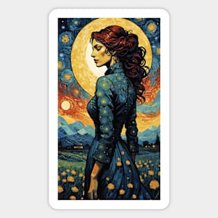 Starry Night Symphony: Van Gogh-Inspired Woman Magnet